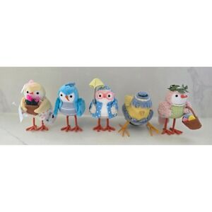 Transpac Fancy Friends Fabric Bird Figurines Set of 5 Spring Easter Decor New